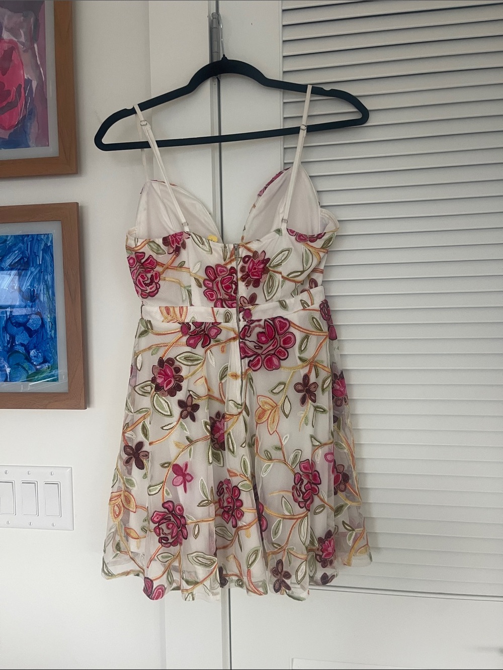 Floral Embroidered Mini Dress - Picture 3 of 5